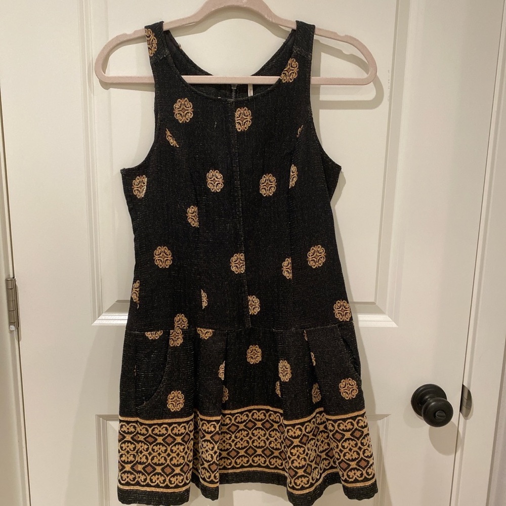 Free People black floral bohemian dress
